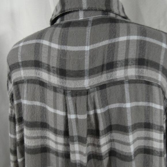 Aerie Large Plaid Button Up Shirt Side Slits Long Sleeves - Picture 5 of 7